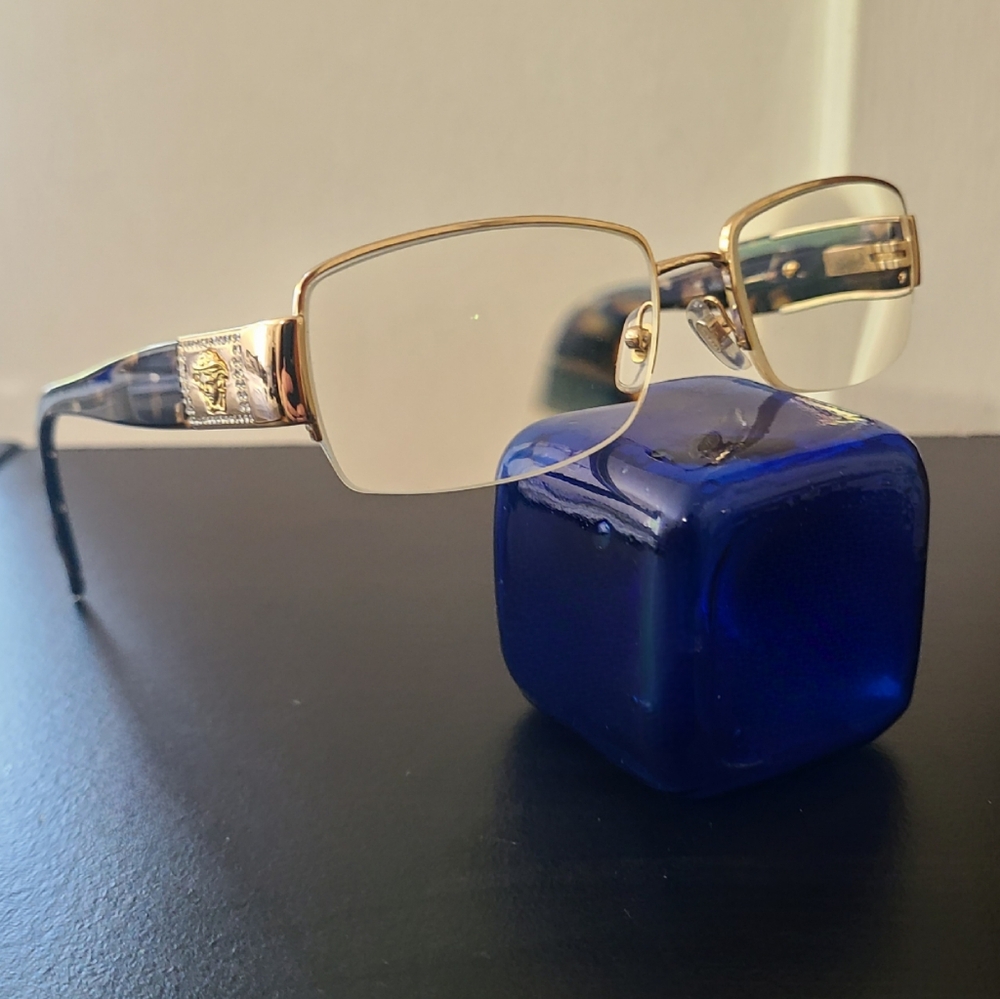 Versace Gold and Brown Eyeglasses